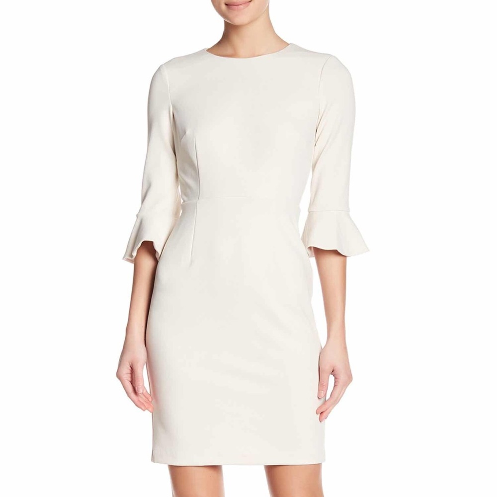 Ruffle cuff sheath dress! *Ivory*